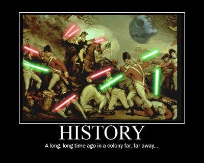 Star Wars Spoof of history George Washington and colonists and Red Coats fighting with lightsabers funny