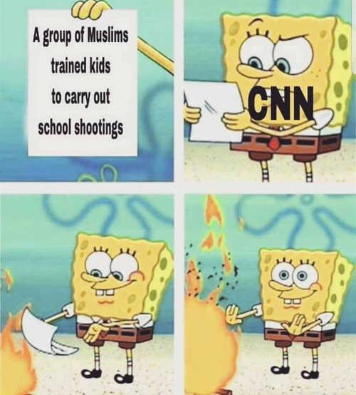 cnn-group-of-muslims-trained-kids-for-school-shootings-sponge-bob-burning