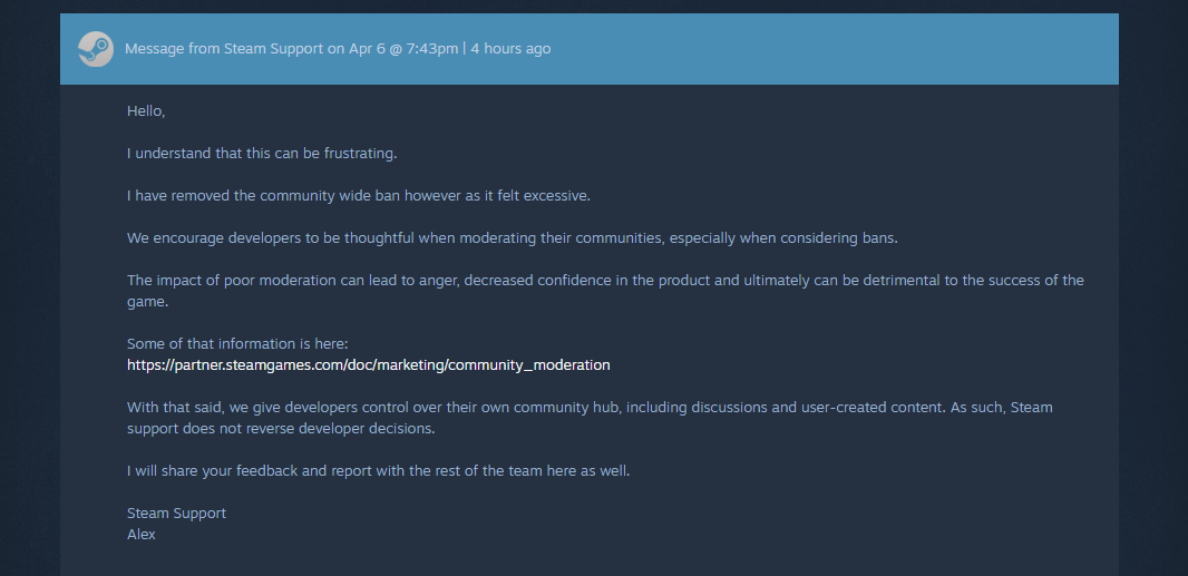 Finally a responce from Decent Steam Staff Member